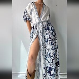 Anthropologie Maeve Irene Linen Maxi Shirt Dress